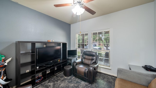 2005 Sterling Gate Dr, Heartland, TX 75126 - sitting room featuring carpet and a ceiling fan