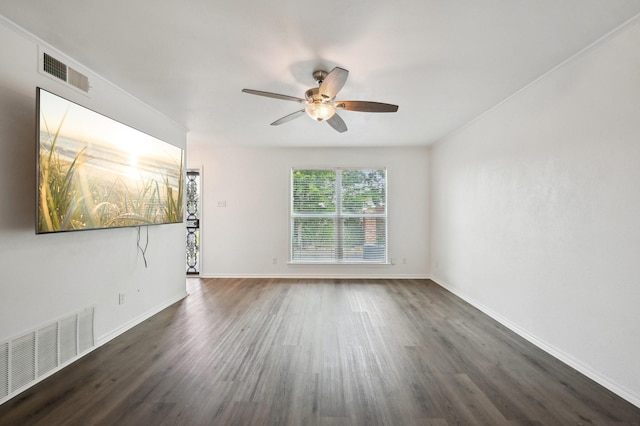 8609 N Normandale St, Fort Worth, TX 76116 - unfurnished room with ceiling fan and dark wood-style floors
