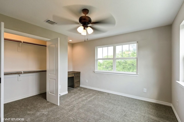 344 Whispering Oaks Trl, Sunset, TX 76270 - unfurnished bedroom featuring carpet flooring, a closet, baseboards, and a ceiling fan