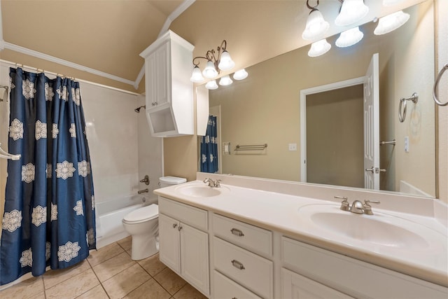 608 Shoal Rdg S, Lorena, TX 76655 - bathroom with toilet, tile patterned floors, double vanity, and shower / tub combo