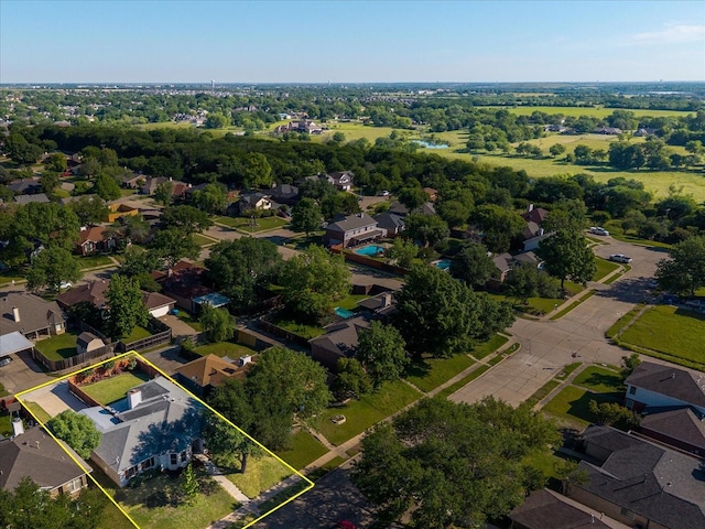3507 Jasmine Ln, Rowlett, TX 75089 - aerial perspective of suburban area with property parcel outlined