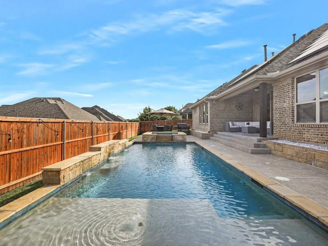 2812 Castlereach St, Trophy Club, TX 76262 - view of pool featuring a fenced backyard, a patio area, and a pool with connected hot tub