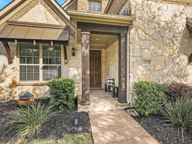 2812 Castlereach St, Trophy Club, TX 76262 - property entrance featuring stone siding