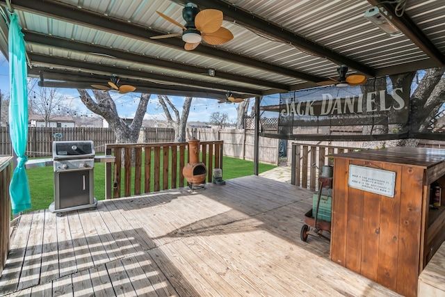 836 Silver Creek Rd, Azle, TX 76020 - deck with ceiling fan and area for grilling