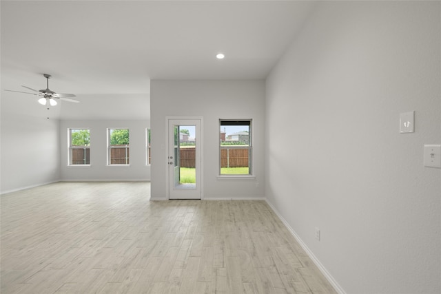9332 Bali Dr, Fort Worth, TX 76123 - empty room featuring light wood finished floors, baseboards, recessed lighting, and a ceiling fan