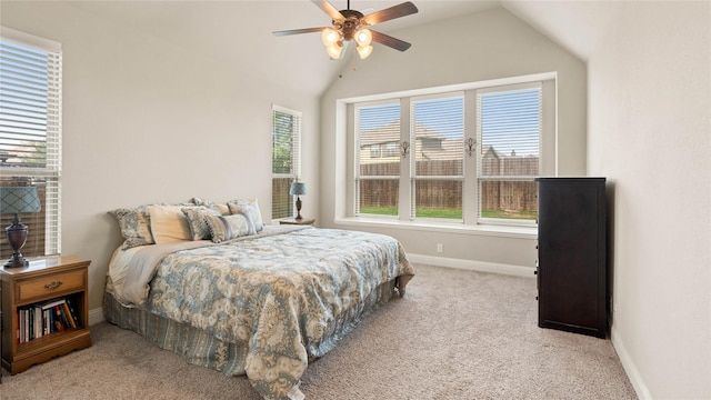 5100 Ambergate Ln, Sherman, TX 75092 - carpeted bedroom with baseboards, lofted ceiling, and a ceiling fan