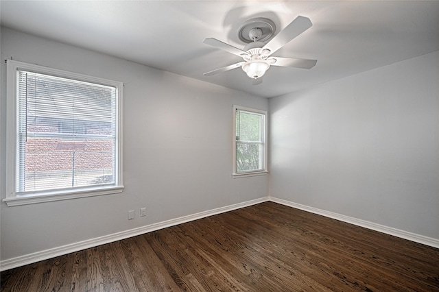 315 Westway Dr, Rockwall, TX 75087 - unfurnished room featuring baseboards, dark wood finished floors, and ceiling fan