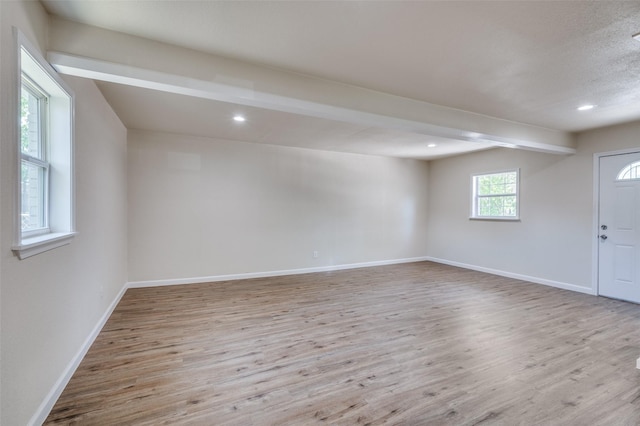 5217 Mack Rd, Haltom City, TX 76117 - foyer featuring wood finished floors, baseboards, recessed lighting, and beam ceiling