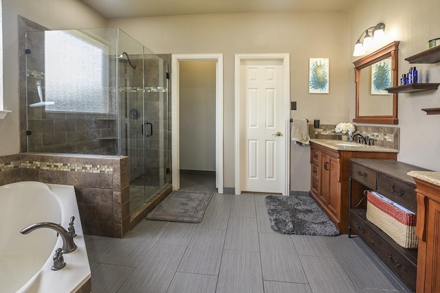 5315 Summit Knoll Trl, Sachse, TX 75048 - full bath featuring a stall shower, a bath, and vanity