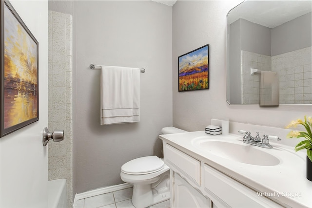 7102 Timberline Dr, Rowlett, TX 75089 - full bath with tile patterned flooring, toilet, vanity, a shower, and a bathtub