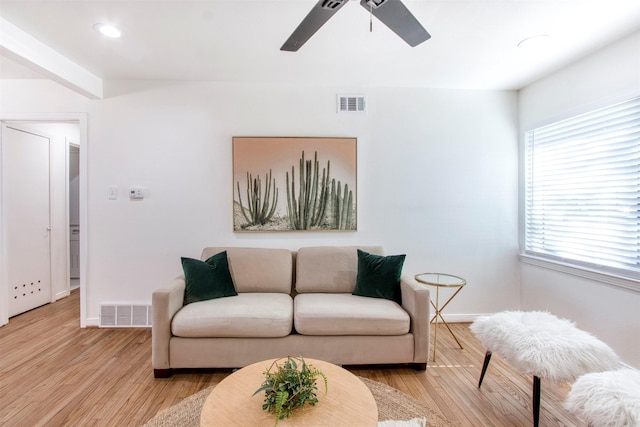11521 Fernald Ave, Dallas, TX 75218 - living area with a ceiling fan, light wood finished floors, baseboards, and recessed lighting