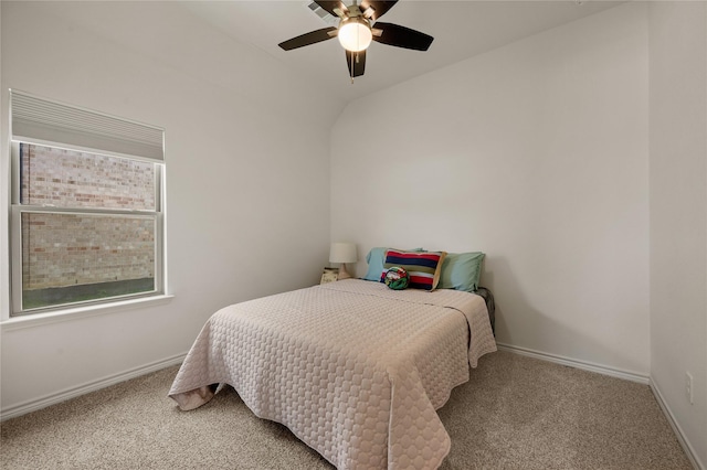 2901 Little Wonder Ln, Northlake, TX 76247 - carpeted bedroom with baseboards, lofted ceiling, and a ceiling fan