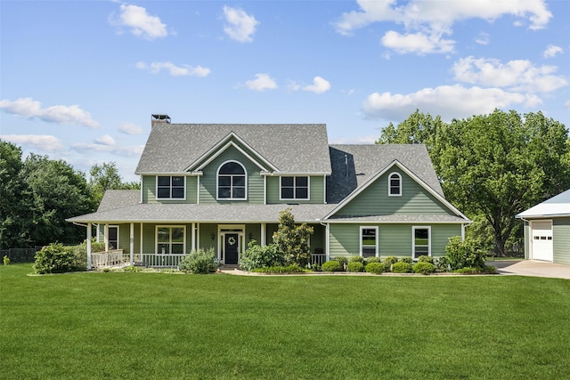 410 W Estelle Ln, Lucas, TX 75002 - colonial-style house featuring covered porch, roof with shingles, and a front yard