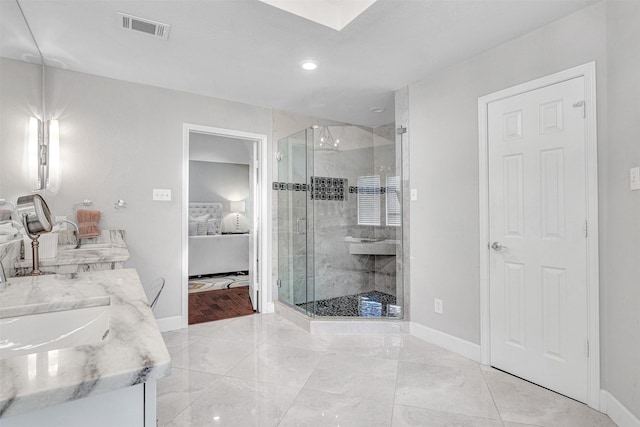 4218 High Star Ln, Dallas, TX 75287 - ensuite bathroom with baseboards, a stall shower, and recessed lighting