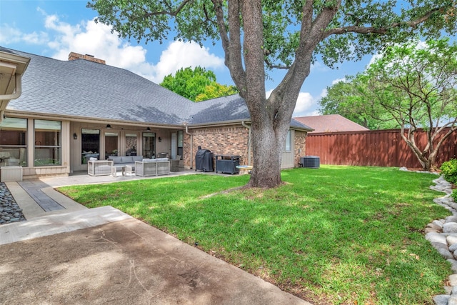 4218 High Star Ln, Dallas, TX 75287 - view of yard featuring outdoor lounge area, a patio, and cooling unit