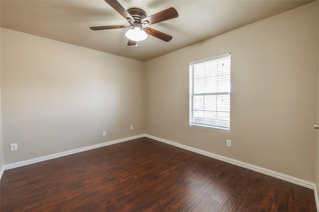 1431 Puerto Lago Dr, Little Elm, TX 75068 - unfurnished room with baseboards, dark wood-type flooring, and a ceiling fan