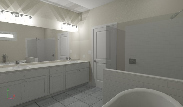 LOT11 Hemlock Pr Unit 1262, Brashear, TX 75420 - full bathroom with a freestanding bath, double vanity, tile patterned floors, and a shower