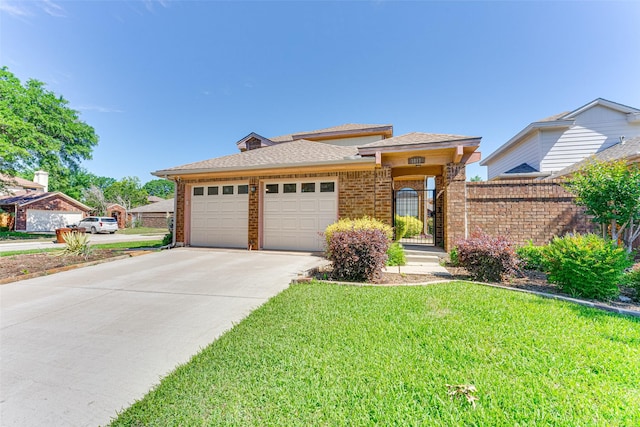 3817 Roman Ct, Plano, TX 75023 - view of front of home featuring an attached garage, concrete driveway, a shingled roof, and brick siding
