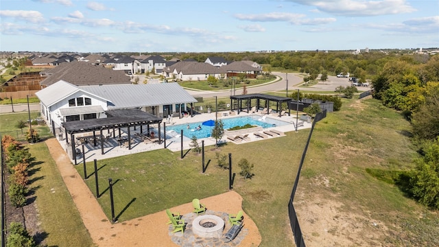 3536 E Cheney Ave, Celina, TX 75009 - aerial perspective of suburban area with a pool area