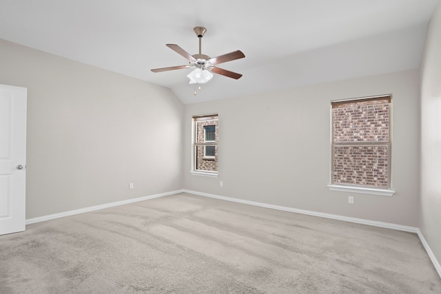 409 Bird Creek Dr, Little Elm, TX 75068 - empty room featuring ceiling fan, carpet floors, baseboards, and vaulted ceiling