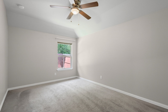 409 Bird Creek Dr, Little Elm, TX 75068 - unfurnished room with baseboards, carpet flooring, a ceiling fan, and vaulted ceiling