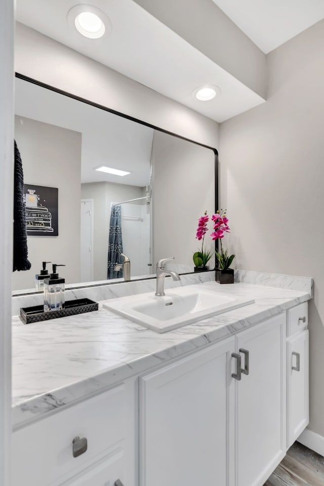 7108 Bermuda Ct, North Richland Hills, TX 76180 - bathroom with vanity and a shower with curtain