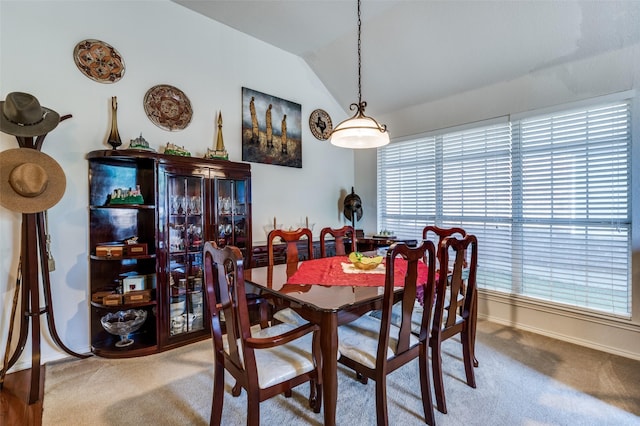 1699 Garrison Dr, Frisco, TX 75033 - dining room featuring carpet flooring, baseboards, and lofted ceiling
