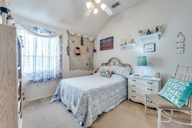 1699 Garrison Dr, Frisco, TX 75033 - carpeted bedroom with lofted ceiling and a ceiling fan
