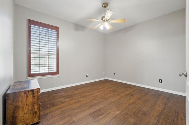 811 Shady Bend Dr, Kennedale, TX 76060 - unfurnished room with ceiling fan, dark wood-type flooring, baseboards, and healthy amount of natural light