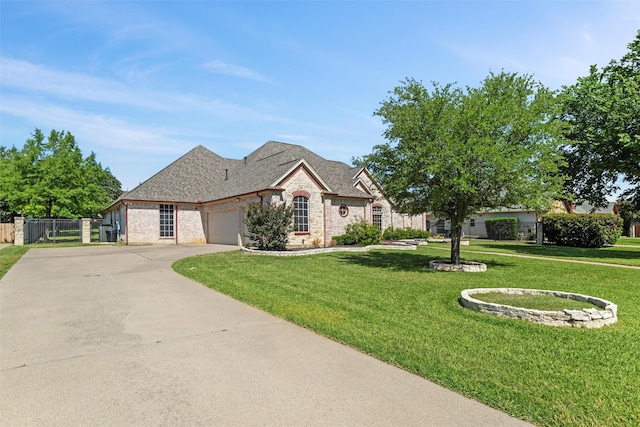 811 Shady Bend Dr, Kennedale, TX 76060 - french country home with concrete driveway, an attached garage, brick siding, and a shingled roof