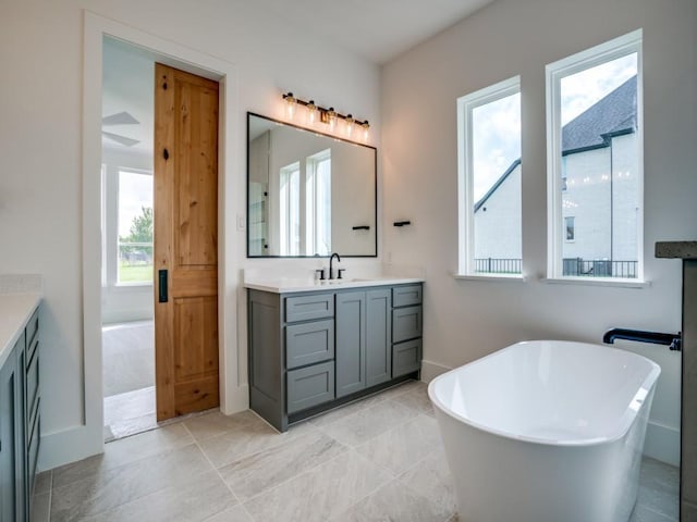 1045 Bent Tree Ln, Gunter, TX 75058 - full bathroom with vanity, a freestanding tub, and plenty of natural light