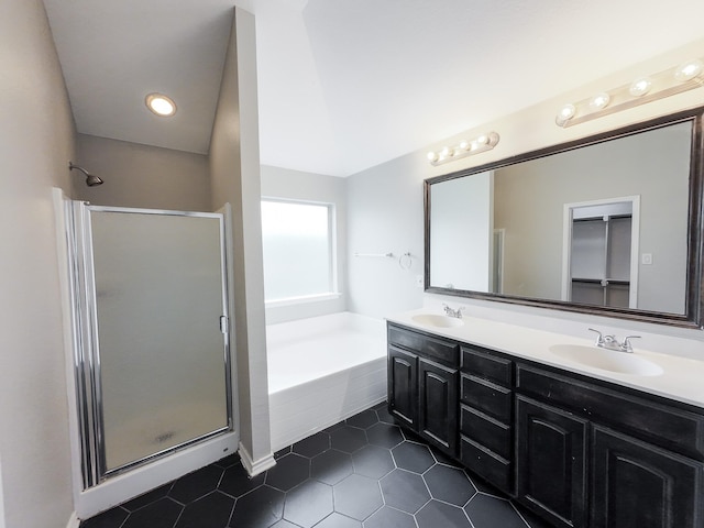 204 Spring Hollow Dr, Saginaw, TX 76131 - full bathroom with a shower stall, tile patterned flooring, a bath, and double vanity