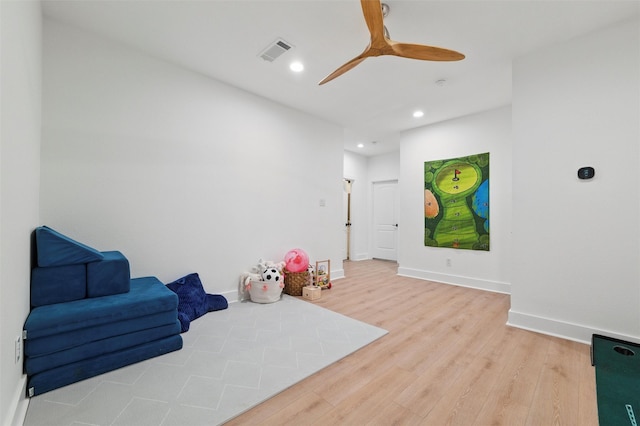 801 Edgefield Rd, Fort Worth, TX 76107 - living area with wood finished floors, ceiling fan, recessed lighting, and baseboards