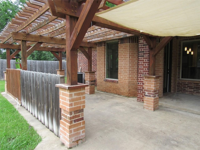 2817 Henry Rd, Lancaster, TX 75134 - view of patio / terrace featuring a pergola, fence, and central AC unit