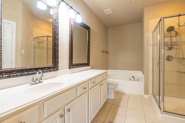 3075 Willow Grove Blvd Unit 1105, Mckinney, TX 75070 - bathroom with vanity, a shower stall, tile patterned flooring, and a bath