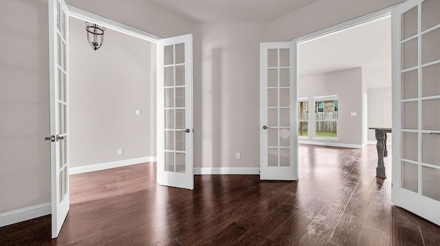 4907 Lakepark Dr, Sanger, TX 76266 - unfurnished room with french doors, dark wood-style floors, and baseboards