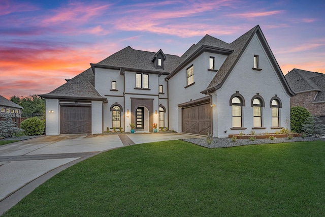 212 Saint Tropez Dr, Southlake, TX 76092 - view of front of home featuring concrete driveway, a yard, brick siding, and roof with shingles