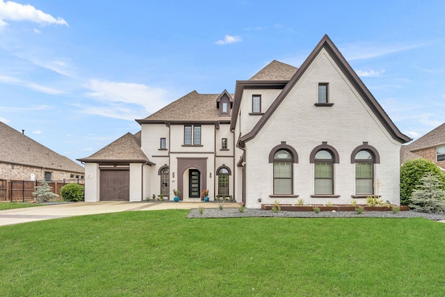 212 Saint Tropez Dr, Southlake, TX 76092 - french country style house featuring concrete driveway, a garage, brick siding, and roof with shingles
