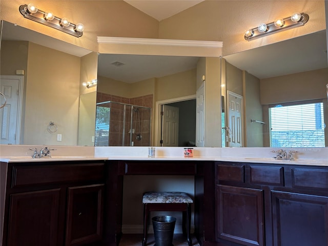 1435 Delta Dr, Cedar Hill, TX 75104 - bathroom with a stall shower and double vanity