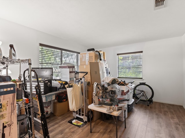misc room with plenty of natural light and wood-type flooring