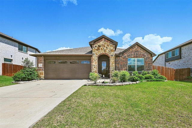 3812 Wheatland Trl, Forney, TX 75126 - view of front facade with an attached garage, driveway, brick siding, and stone siding