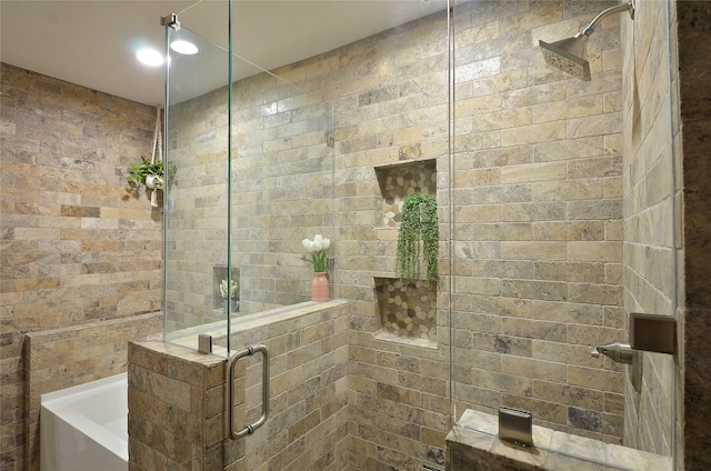 701 Elmhill Blvd, Burleson, TX 76028 - full bathroom featuring a shower stall and a bath