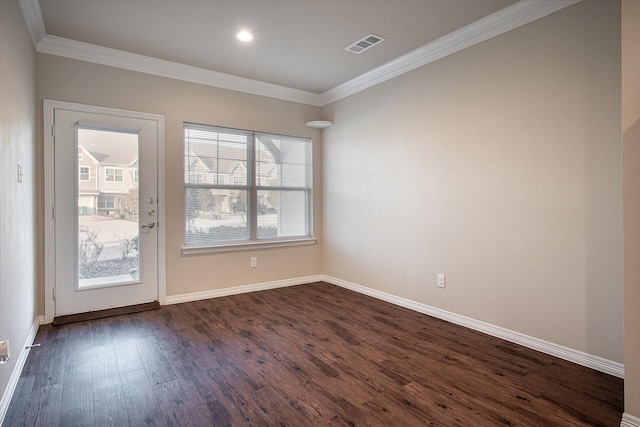 101 Springtree St, Denton, TX 76209 - empty room featuring ornamental molding, dark wood-style floors, and baseboards