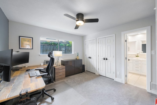 15732 Nedra Way, Dallas, TX 75248 - office space featuring ceiling fan and light carpet