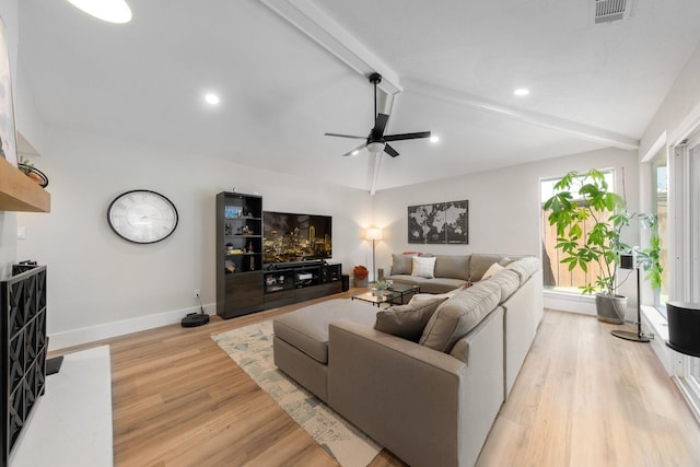 15732 Nedra Way, Dallas, TX 75248 - living room with ceiling fan, light wood-style floors, baseboards, and recessed lighting