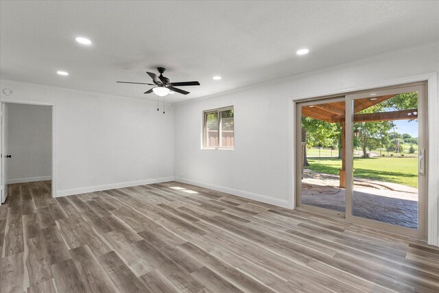 11230 Cotillion Dr, Dallas, TX 75228 - spare room with ornamental molding, plenty of natural light, recessed lighting, ceiling fan, and baseboards