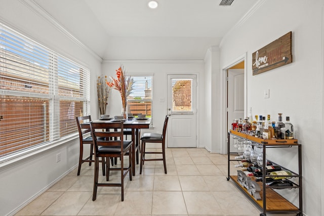 3010 Rosemount Ln, Forney, TX 75126 - dining room with ornamental molding, light tile patterned floors, and baseboards