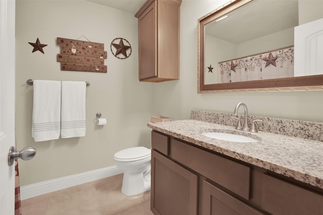 2113 Ajay Dr, Sherman, TX 75092 - full bath featuring baseboards, tile patterned flooring, vanity, and toilet