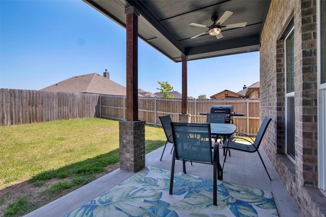 2113 Ajay Dr, Sherman, TX 75092 - view of patio / terrace featuring a ceiling fan and outdoor dining space