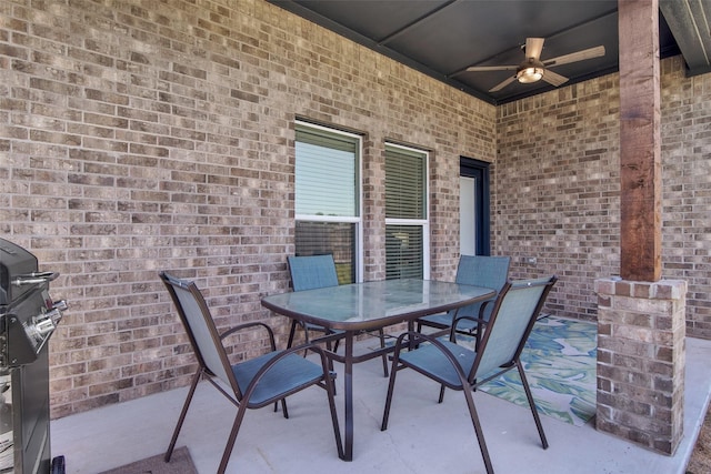 2113 Ajay Dr, Sherman, TX 75092 - view of patio / terrace featuring a ceiling fan, outdoor dining area, and area for grilling